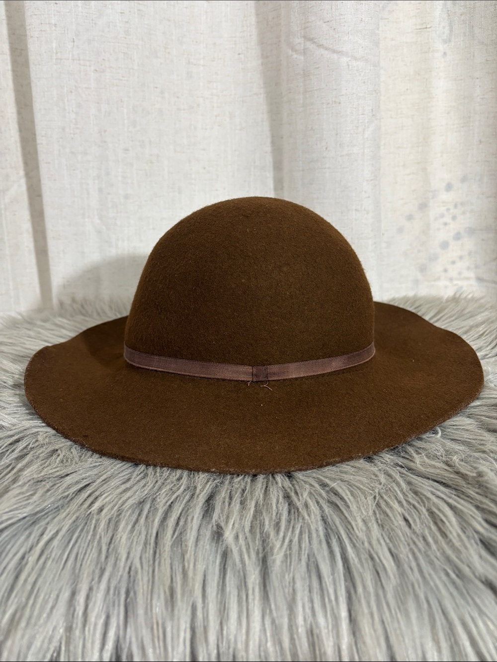 GAP Women's Brown Wool Floppy Hat with Ribbon Band